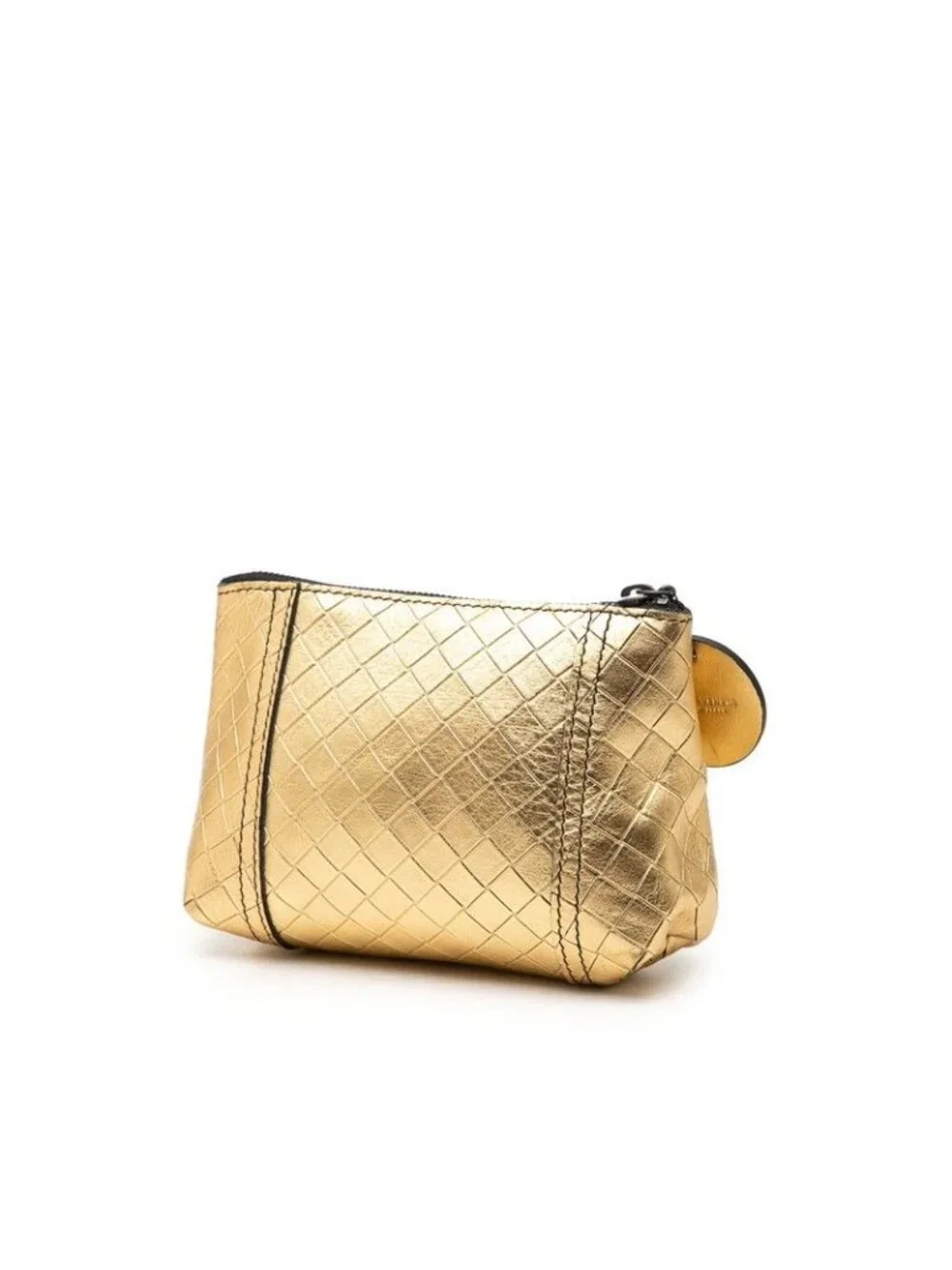 Bottega Veneta Intrecciato Pouch Case Gold Leather